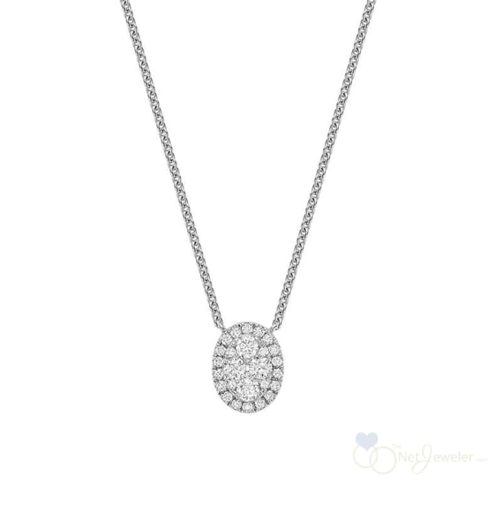Oval Halo Illusion Diamond Pendant White Gold / 0.44CT Necklaces