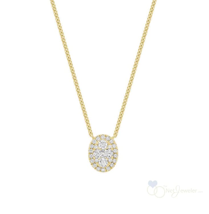 Oval Halo Illusion Diamond Pendant Yellow Gold / 0.44CT Necklaces