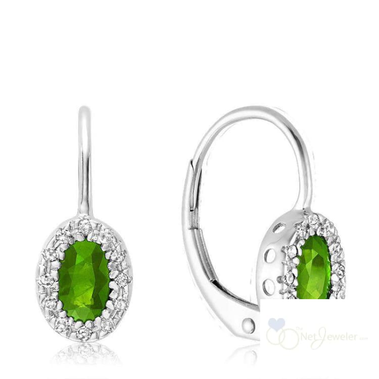 Oval Precious Stone & Diamond Halo Dangle Earrings-RNB Jewellery