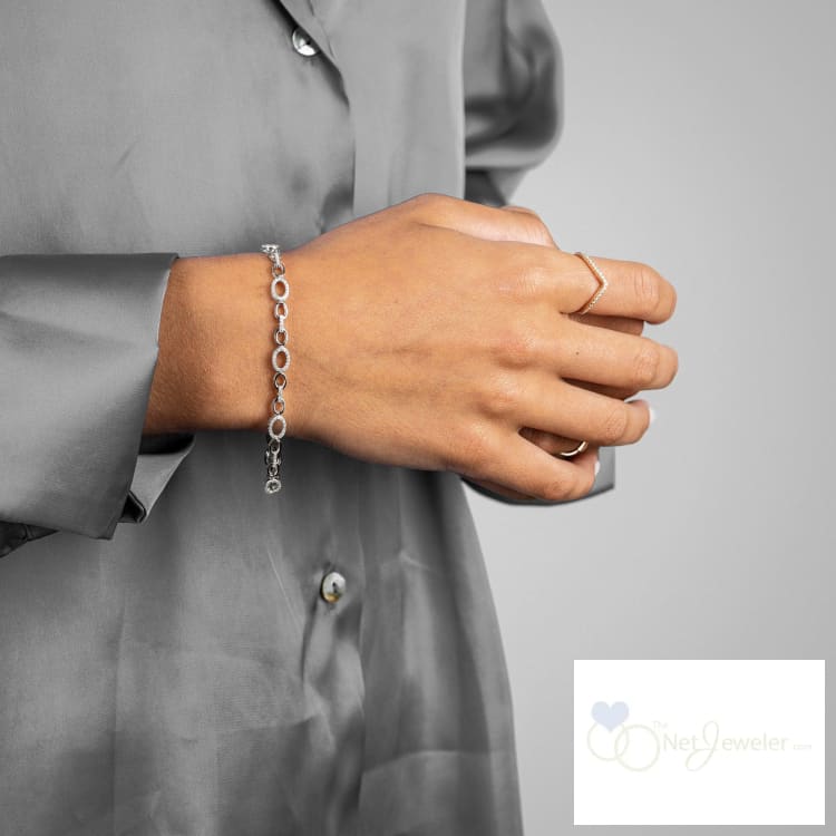 Oval Shape Diamond Halo Bracelet-RNB Jewellery