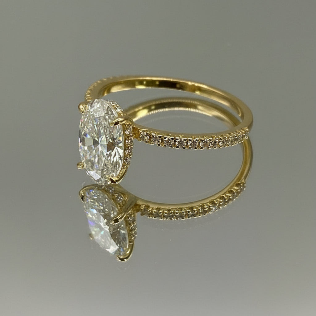 2.50 ct Oval Lab Diamond 18k Yellow Gold Engagement Ring - Thenetjeweler