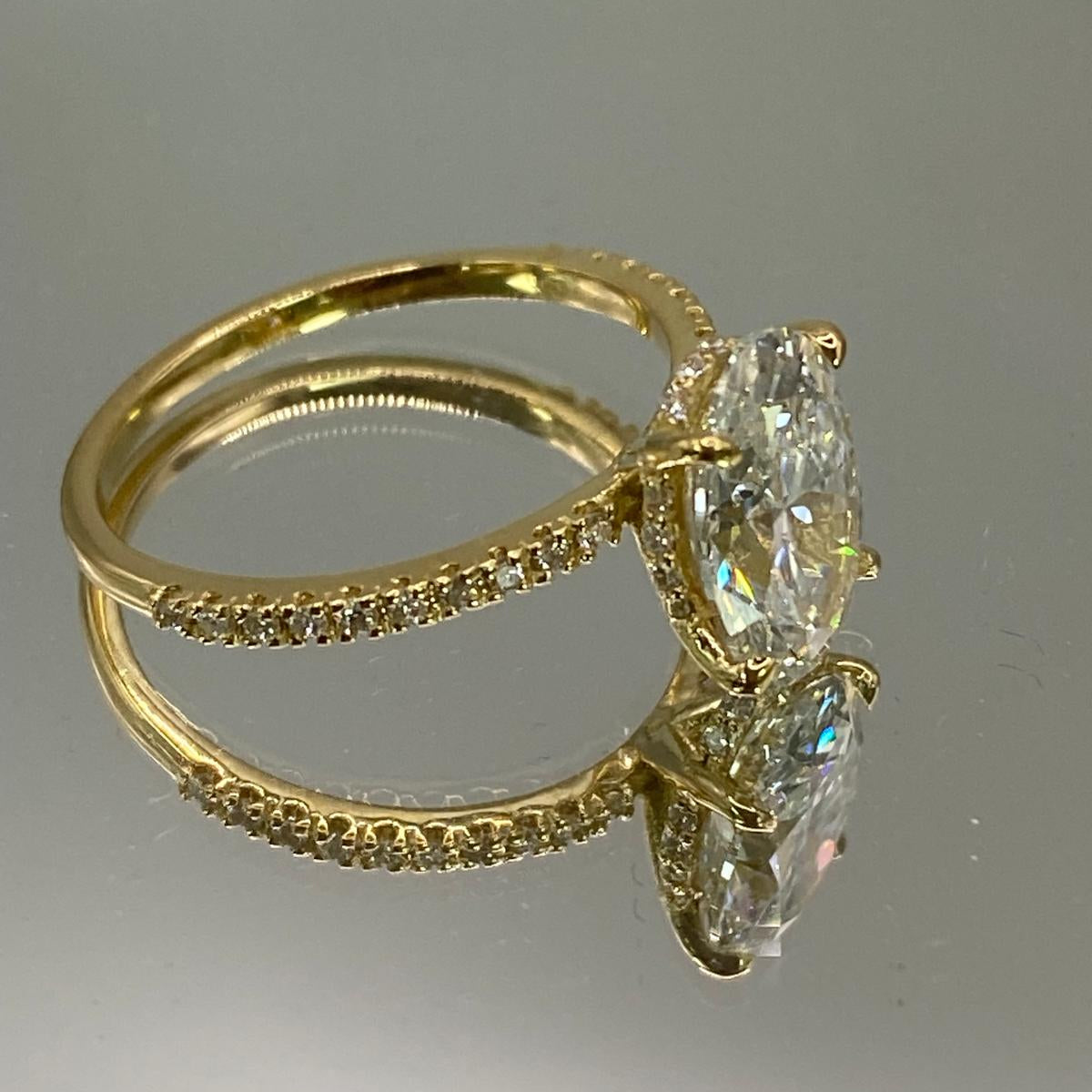 2.50 ct Oval Lab Diamond 18k Yellow Gold Engagement Ring - Thenetjeweler