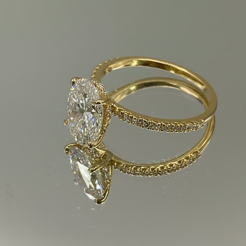 2.50 ct Oval Lab Diamond 18k Yellow Gold Engagement Ring - Thenetjeweler