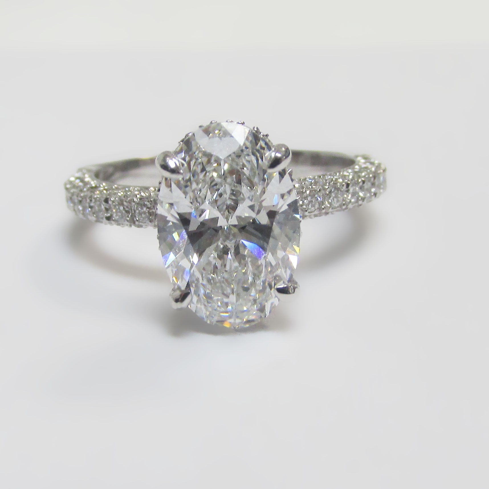 2.85 ctw Oval Lab Grown Diamond Hidden Halo Engagement Ring - Thenetjeweler