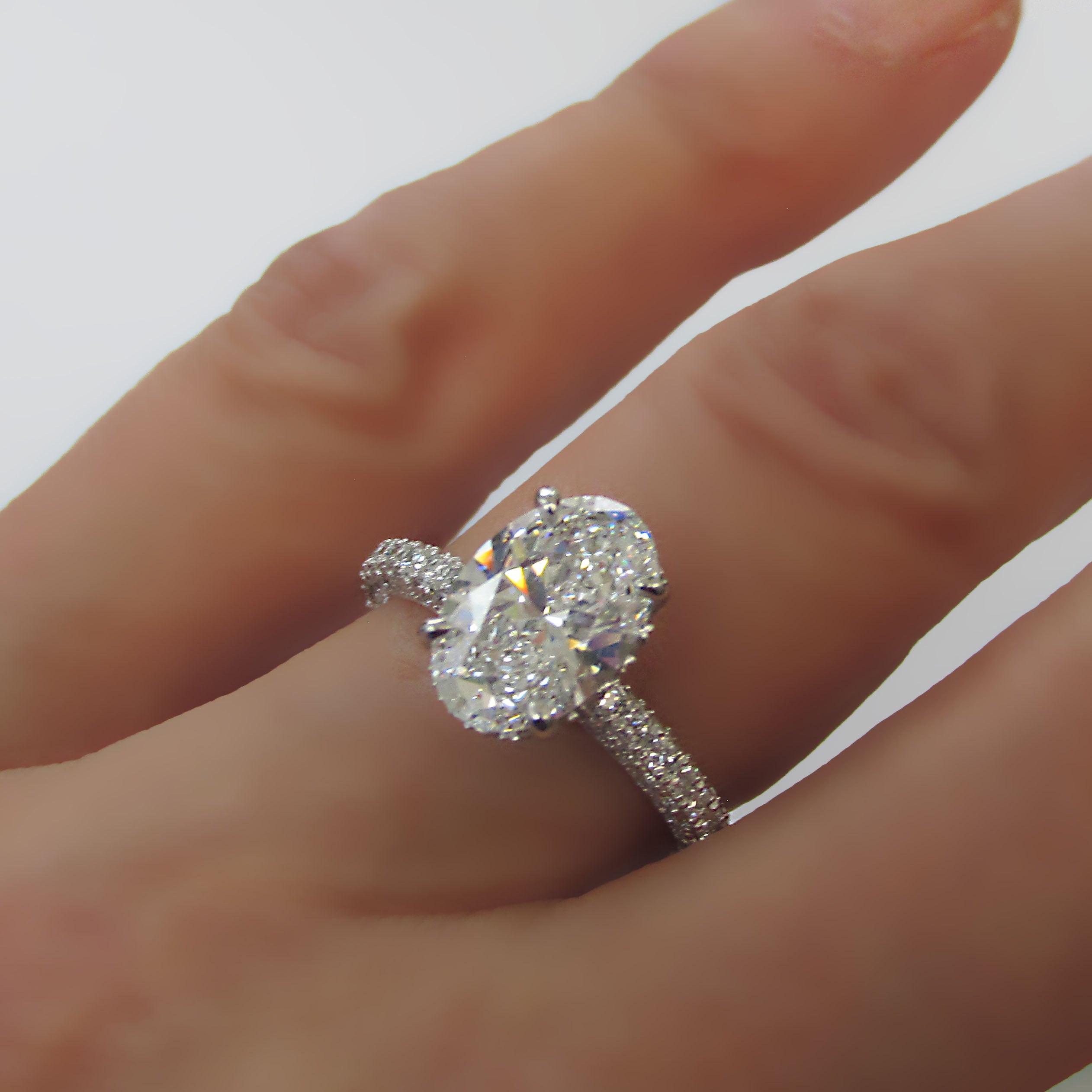 2.85 ctw Oval Lab Grown Diamond Hidden Halo Engagement Ring - Thenetjeweler