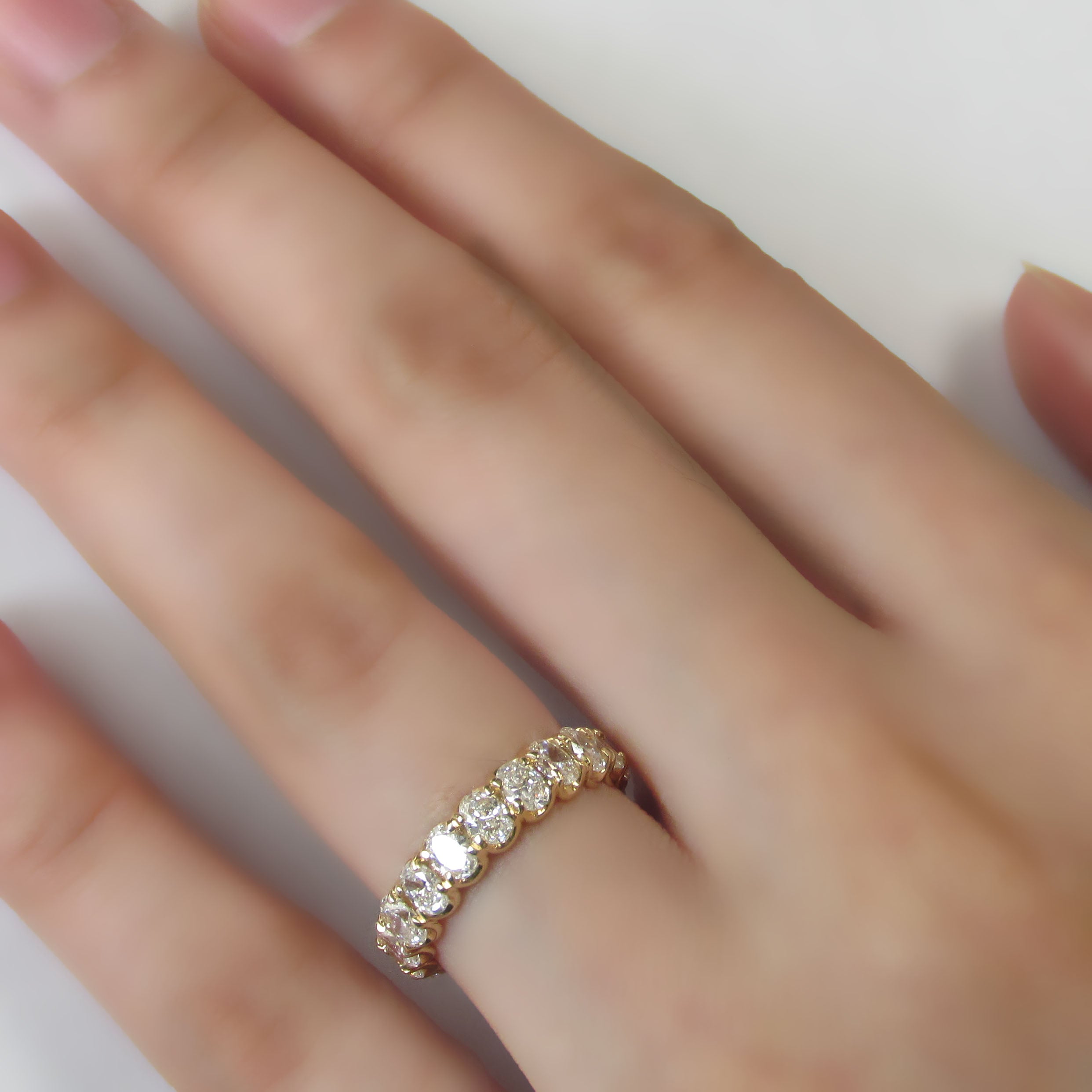 Lab Grown Diamond Oval Cut Eternity Ring in 14k Yellow Gold - Thenetjeweler
