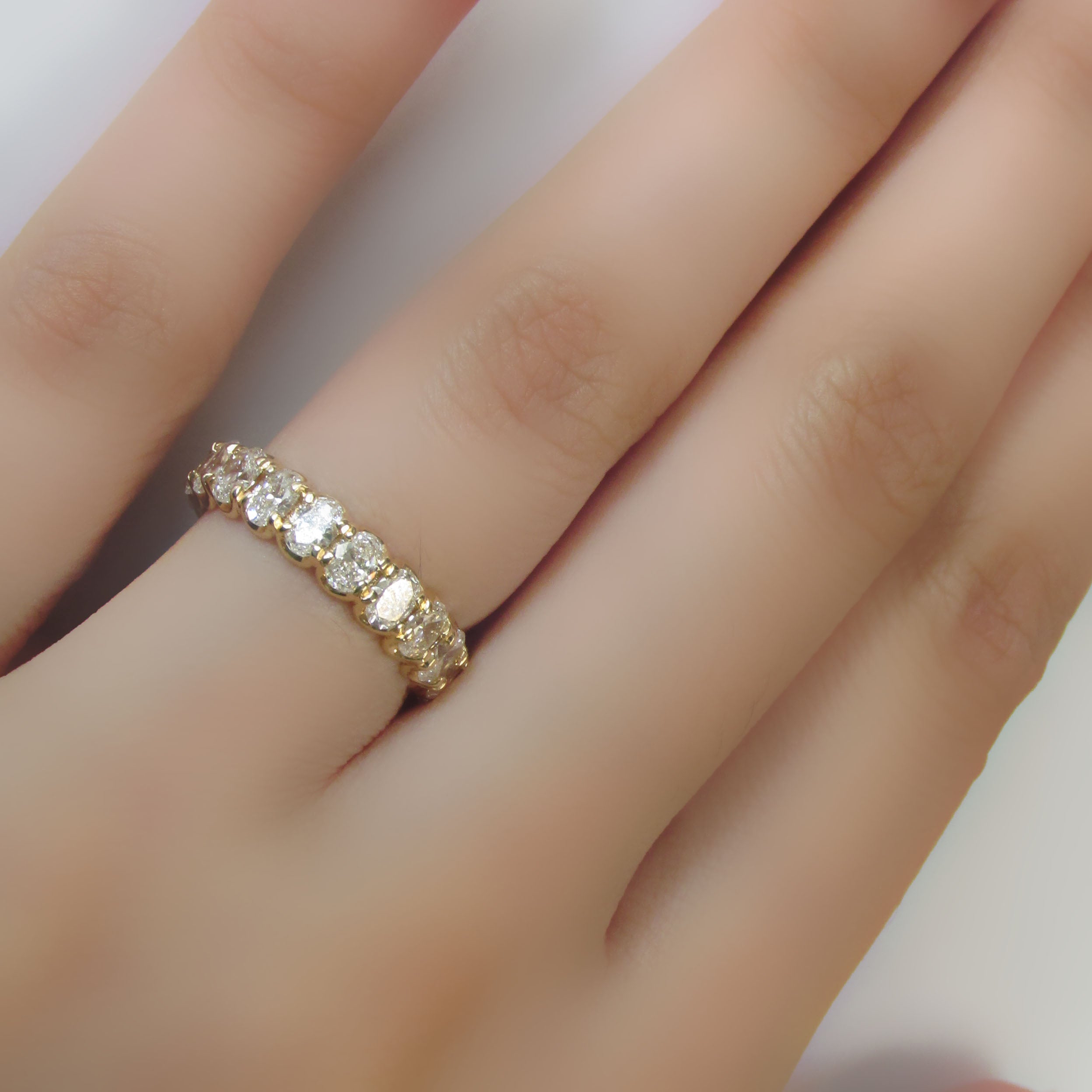 Lab Grown Diamond Oval Cut Eternity Ring in 14k Yellow Gold - Thenetjeweler