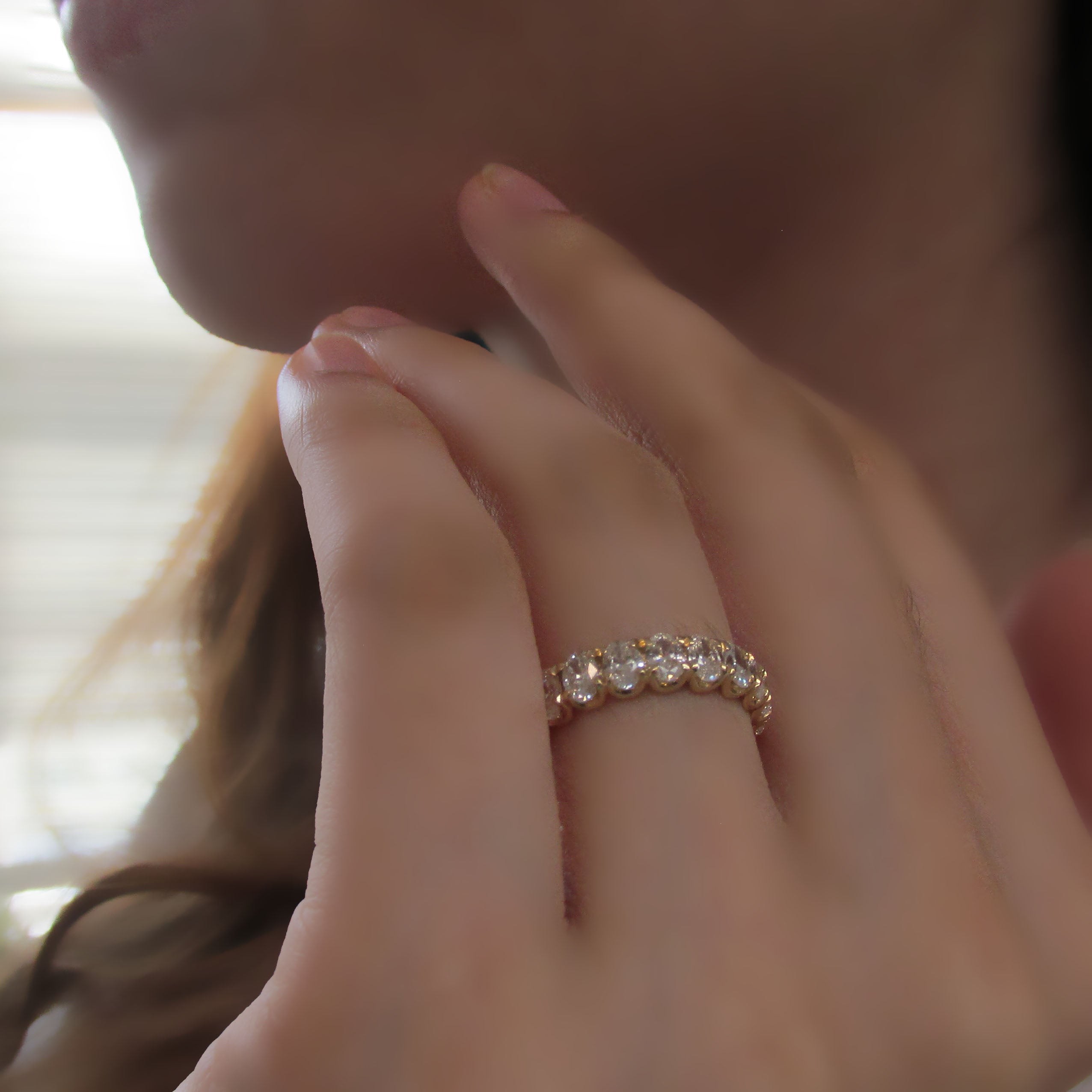 Lab Grown Diamond Oval Cut Eternity Ring in 14k Yellow Gold - Thenetjeweler