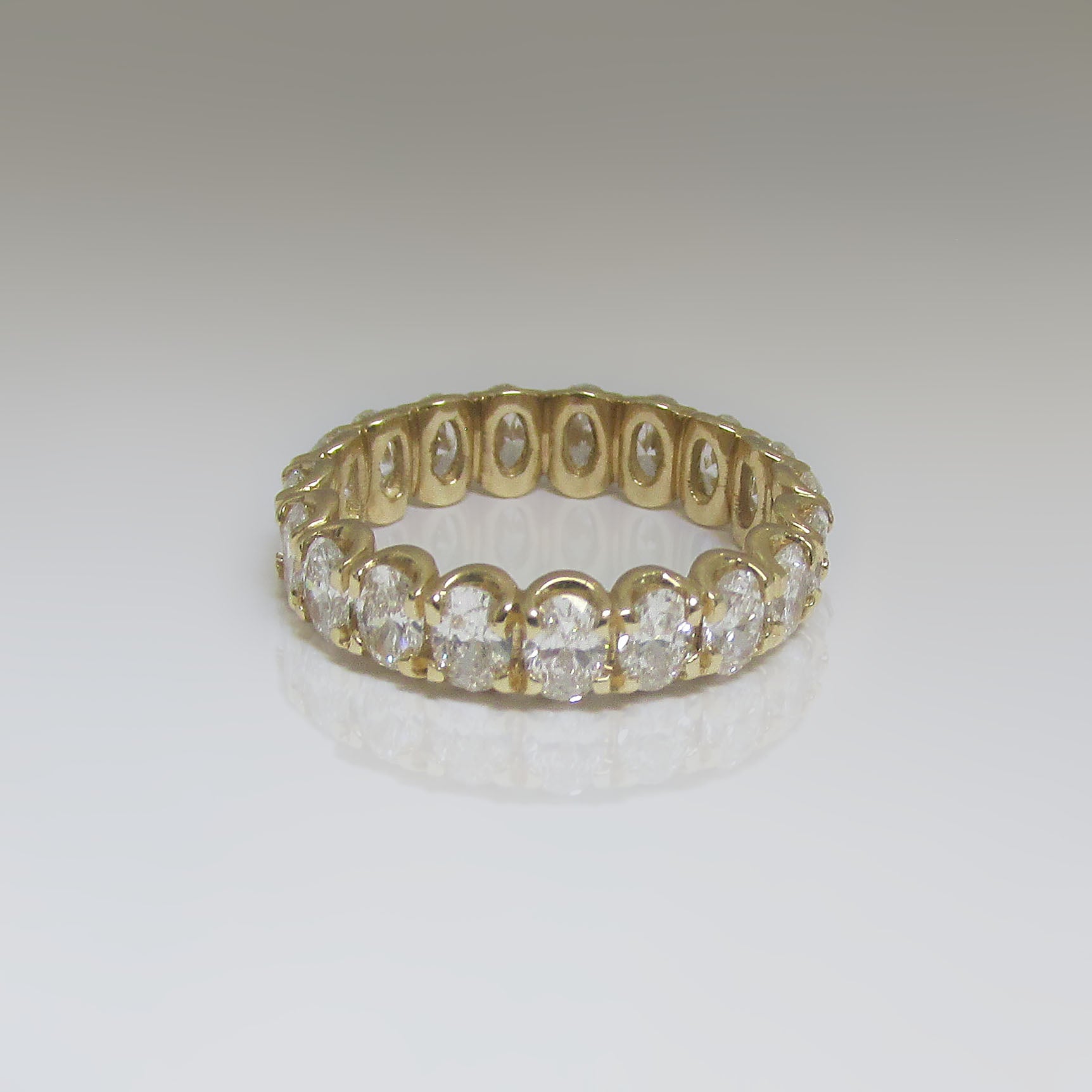 Lab Grown Diamond Oval Cut Eternity Ring in 14k Yellow Gold - Thenetjeweler