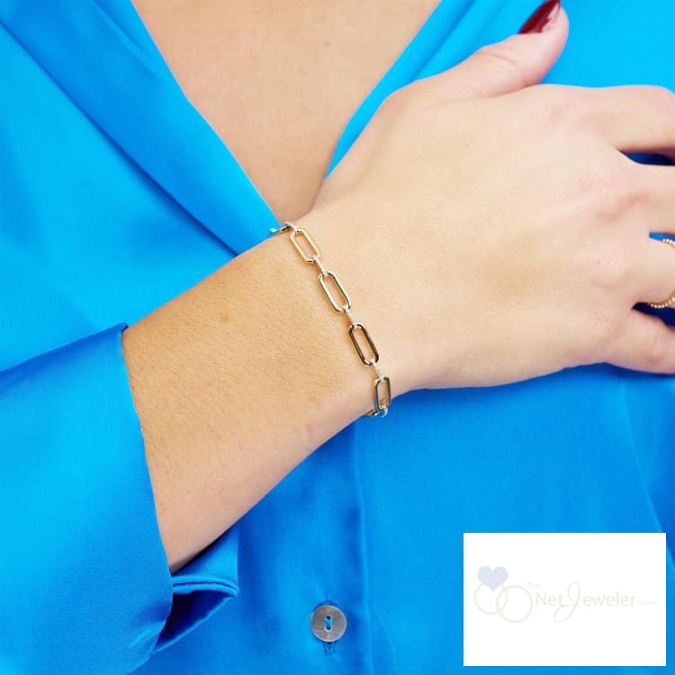 Paper Clip  0.27 CT Diamond Bracelet 10k