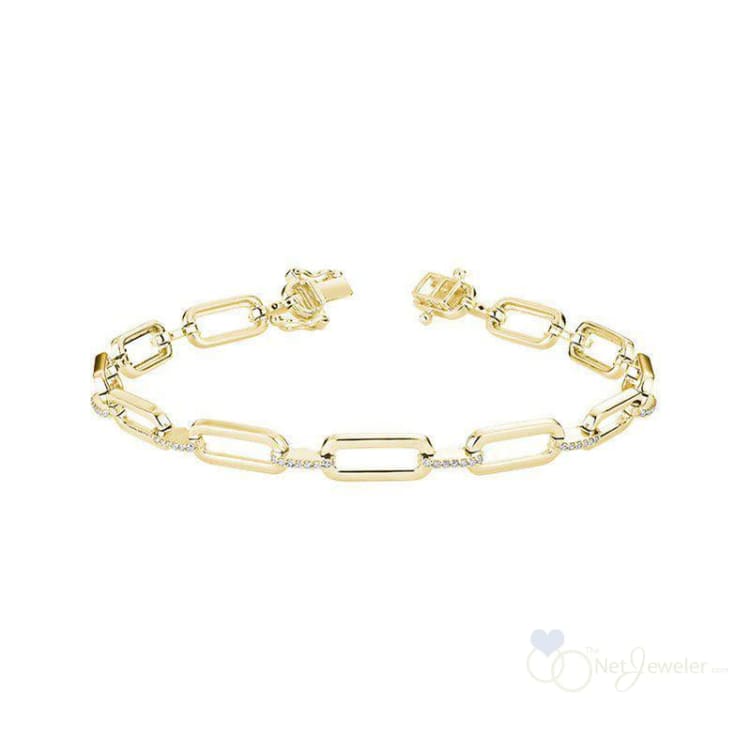 Paper Clip  0.27 CT Diamond Bracelet 10k