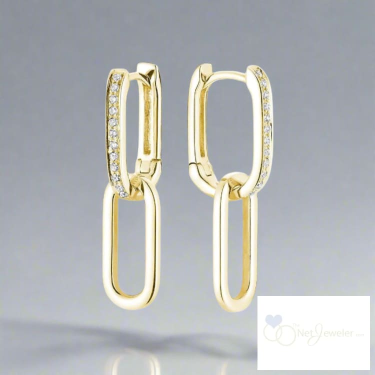 Paper Clip Diamond Drop Earrings - Thenetjeweler