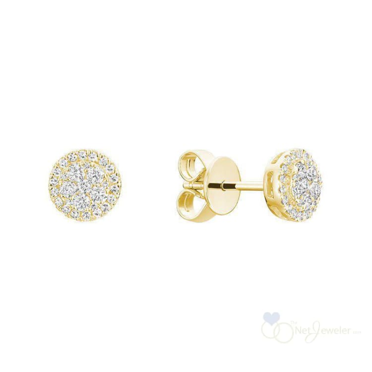 Pave Circle Diamond Stud Earrings-RNB Jewellery