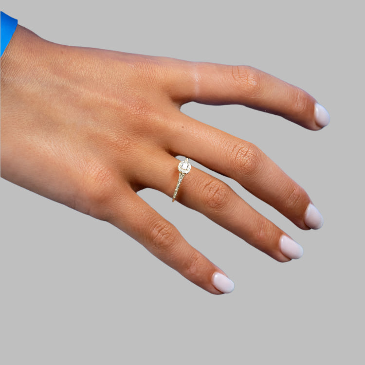 Pave Cushion Halo Diamond Ring 10K - Thenetjeweler