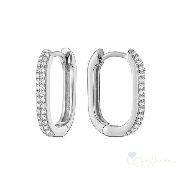 Pave Oval Paper-Clip Loop Earrings-RNB Jewellery