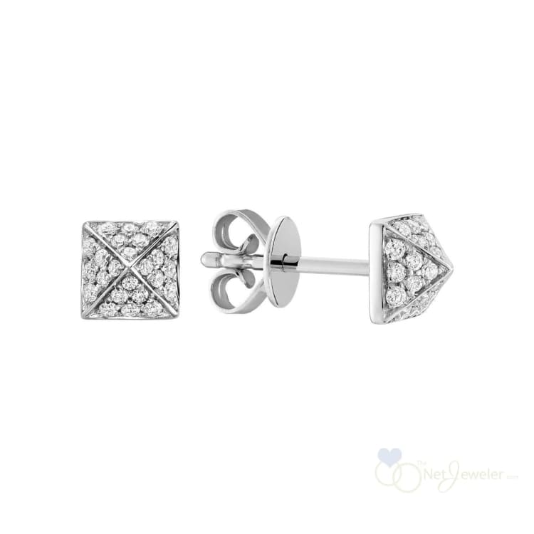 Pave Pyramid Diamond Stud Earrings-RNB Jewellery