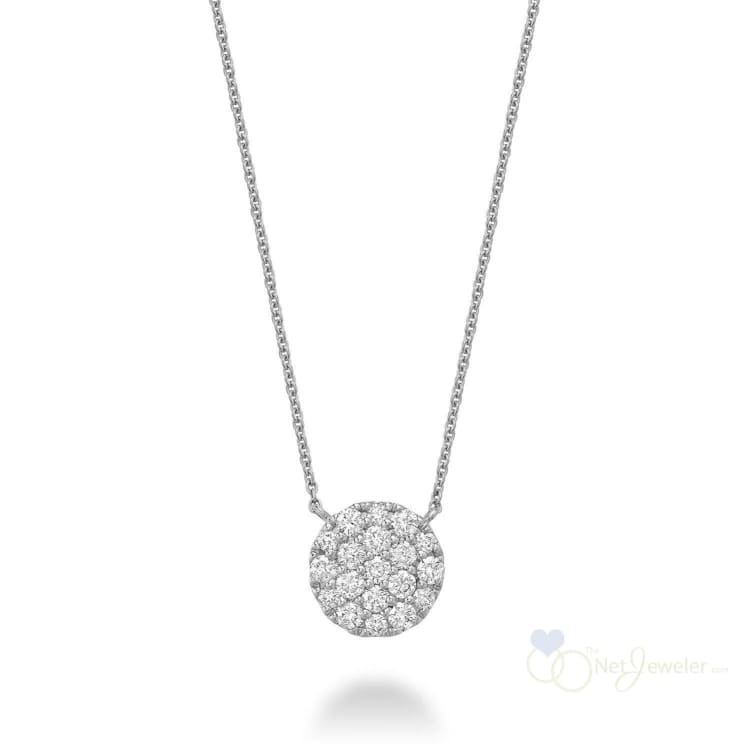 Pave Round Diamond Necklace - White Gold - Necklaces
