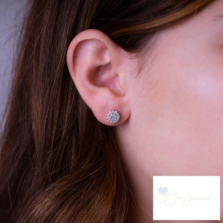 Pave Round Diamond Stud Earrings - Earrings