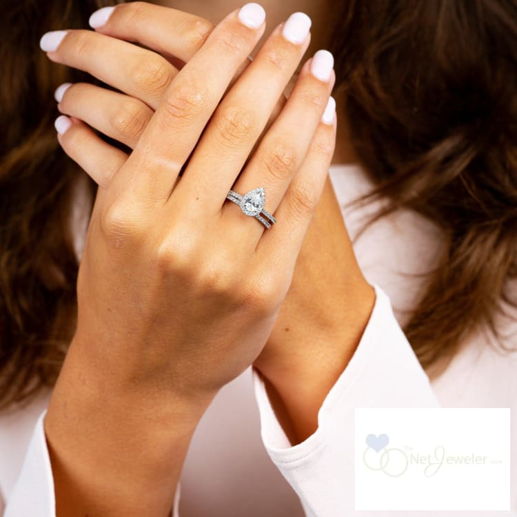Pear Shape Halo Diamond Engagement Ring-RNB Jewellery