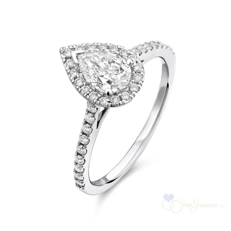 Pear Shape Halo Diamond Engagement Ring-RNB Jewellery