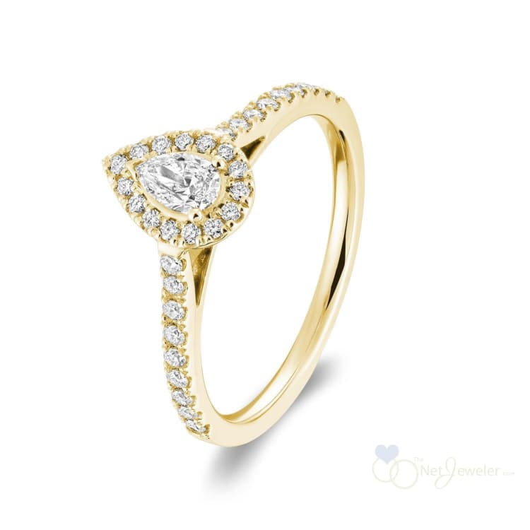 Pear Shape Halo Diamond Engagement Ring-RNB Jewellery