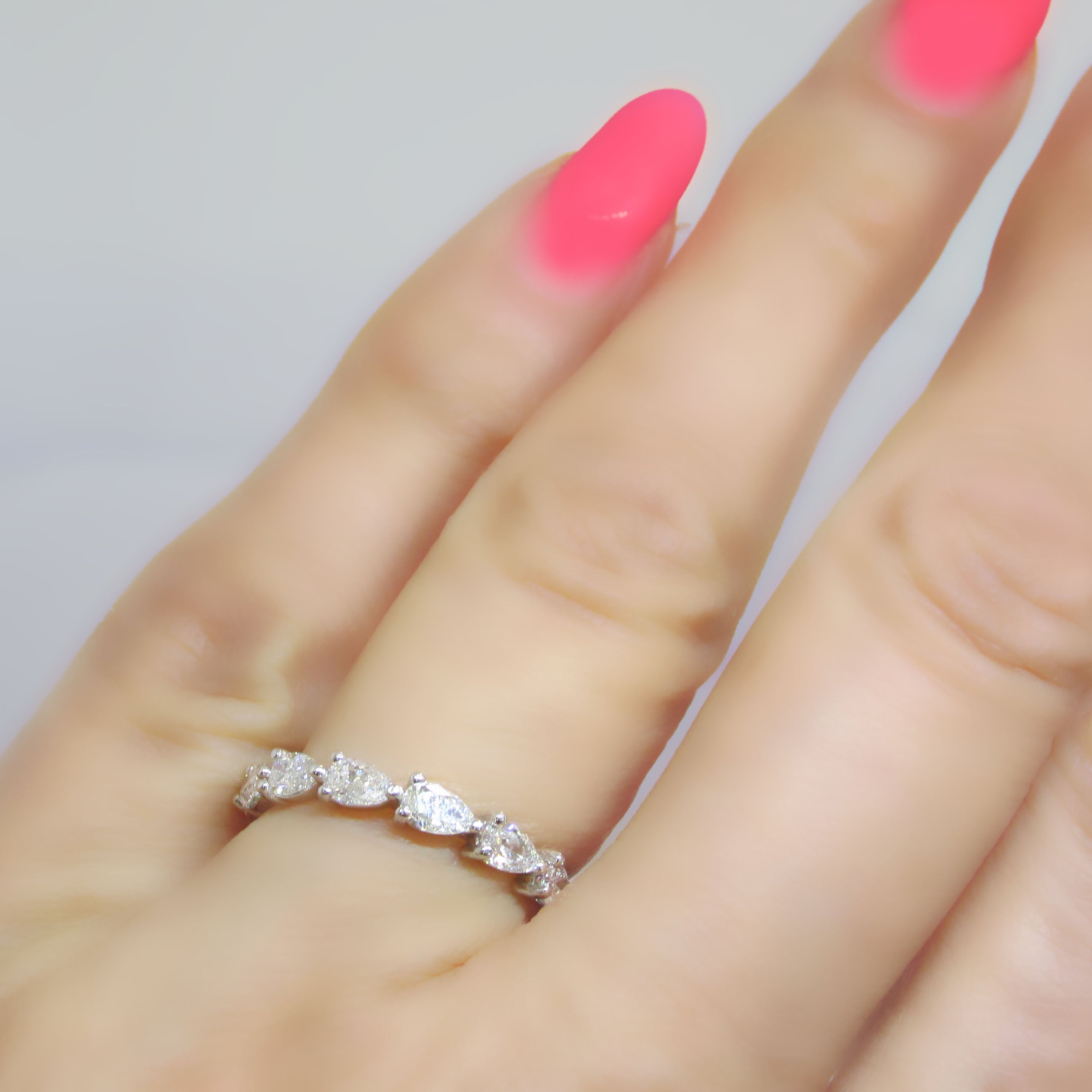 Pear Lab Grown Diamond Eternity Band White Gold - Thenetjeweler