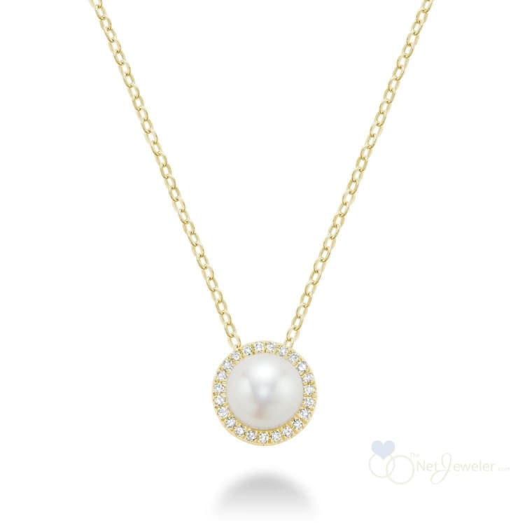 Pearl & Diamond Pendant - Yellow Gold - Pendants
