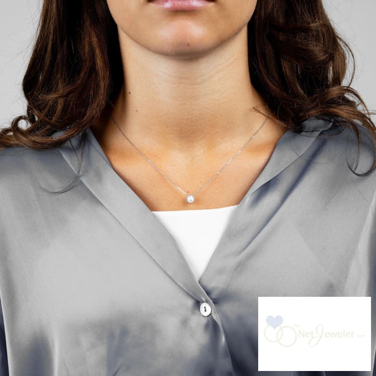 Pearl & Halo Diamond Pendant - Pendants