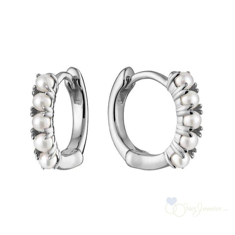 Pearl Huggie Earrings - White Gold - Earrings