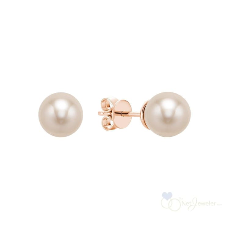 Pearl Stud Earrings - Rose Gold - Earrings