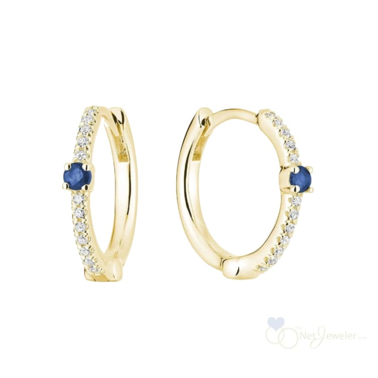 Precious Stone & Diamond Huggies Earrings-RNB Jewellery