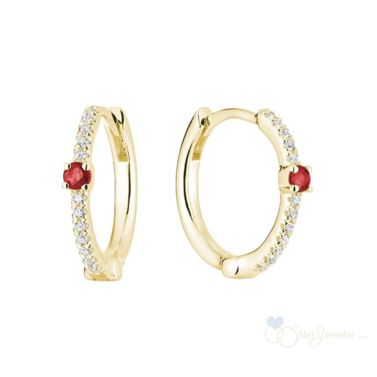 Precious Stone & Diamond Huggies Earrings-RNB Jewellery