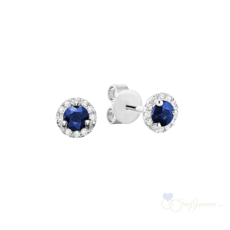 Precious Stone and Diamond Halo Stud Earrings - Thenetjeweler