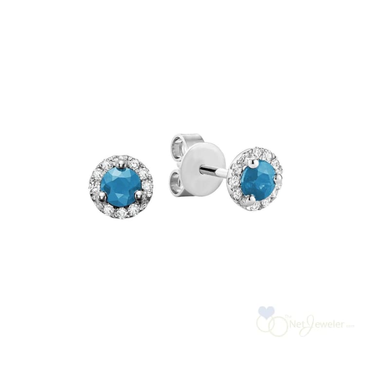 Precious Stone and Diamond Halo Stud Earrings - Thenetjeweler