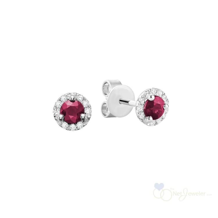Precious Stone & Diamond Halo Stud Earrings-RNB Jewellery
