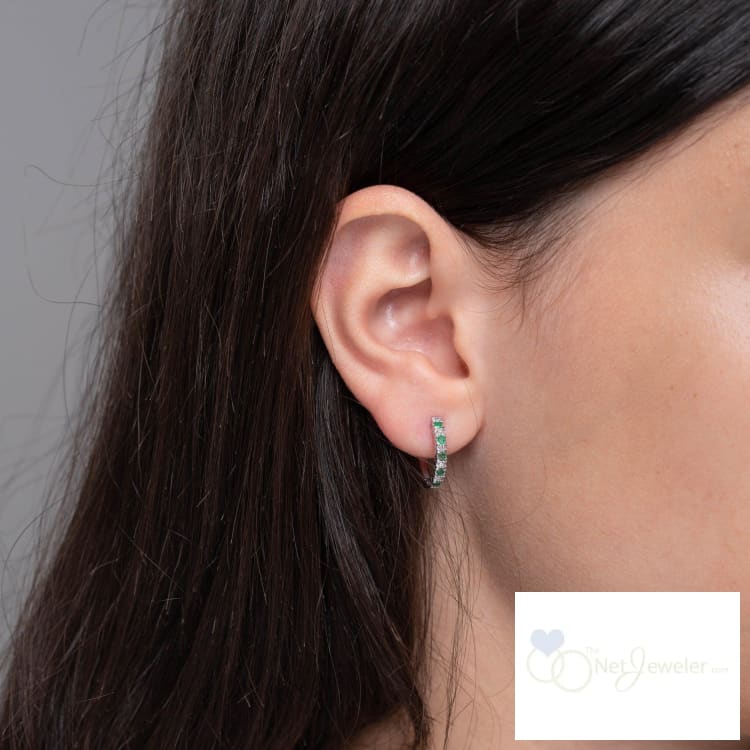 Precious Stone & Diamond Huggie Earrings-RNB Jewellery