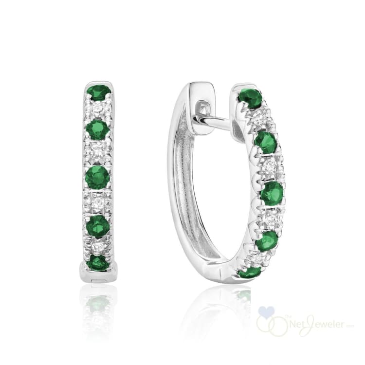 Precious Stone & Diamond Huggie Earrings-RNB Jewellery