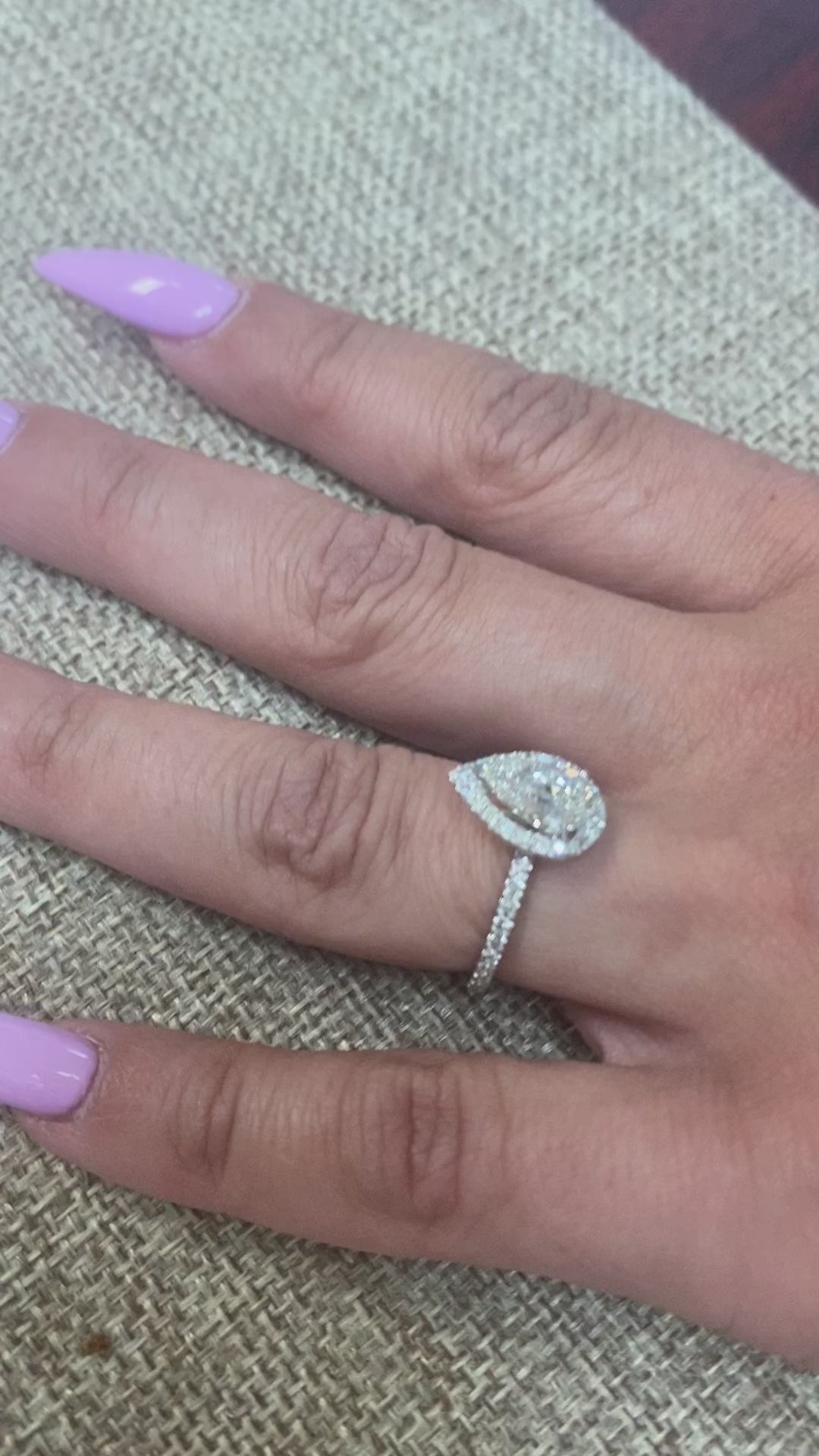 1 ct Pear Shaped Diamond Halo and Side Stones Engagement Ring | thenetjeweler by Importex