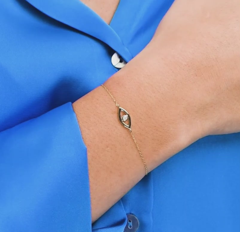 Diamond Evil Eye Bracelet in 10k Gold -| TheNetJeweler