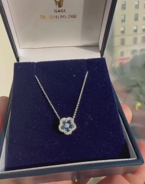 Diamond and Sapphire Flower Necklace - thenetjeweler