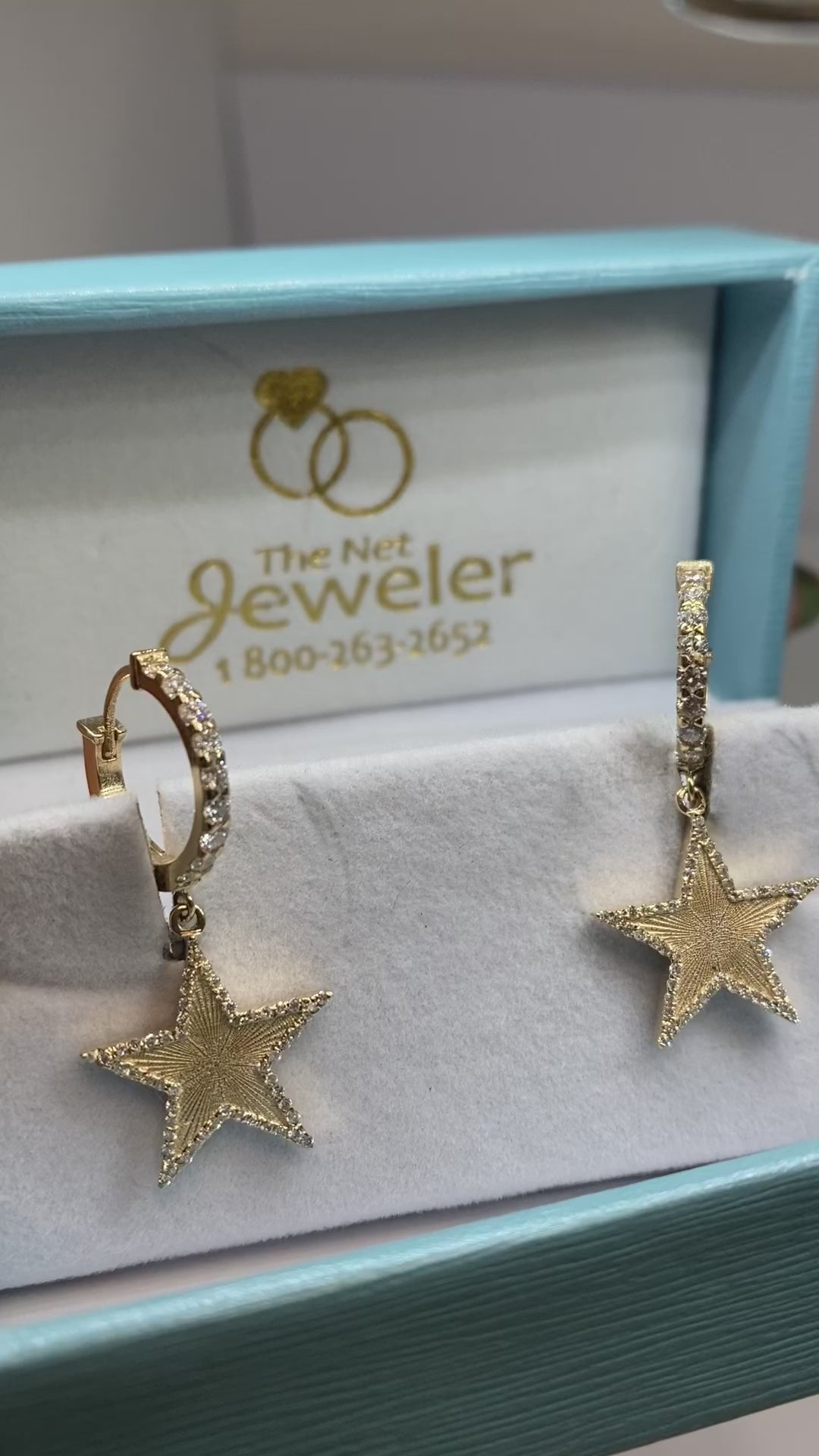 Diamond Star Dangling Huggie Earrings - Thenetjeweler
