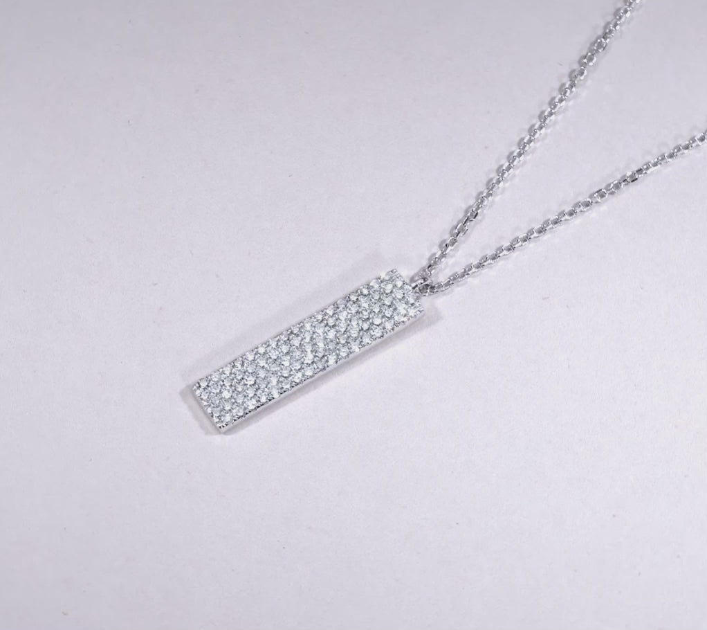 Diamond Pave Bar Necklace 14K | Thenetjeweler