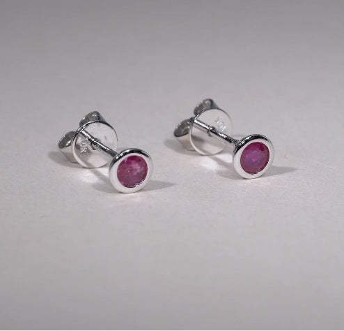 Bezel Set Birthstone Stud Earrings-Thenetjeweler