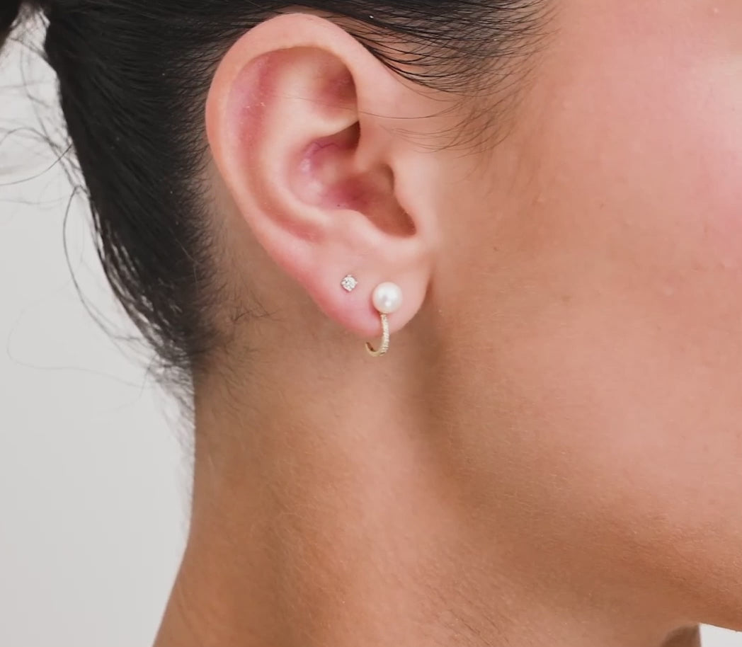 Cultured Pearl and Diamond Ear Wrap Stud Earrings