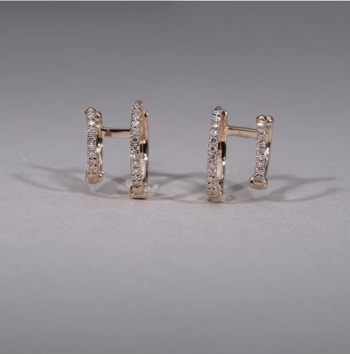 Double Huggie Diamond Earrings -Thenetjeweler