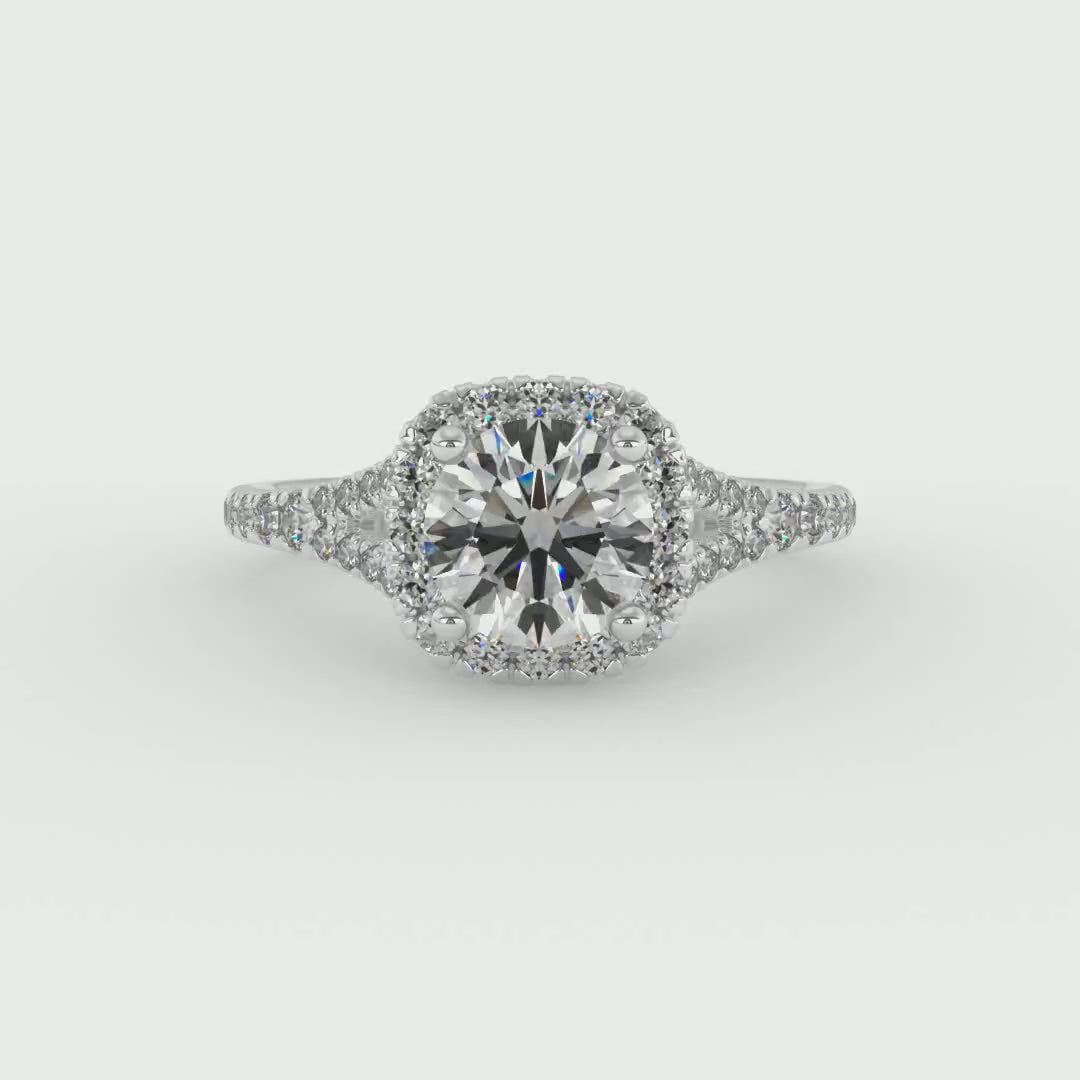 Cushion Halo Diamond Engagement Ring 0.50ctw - TheNetJeweler