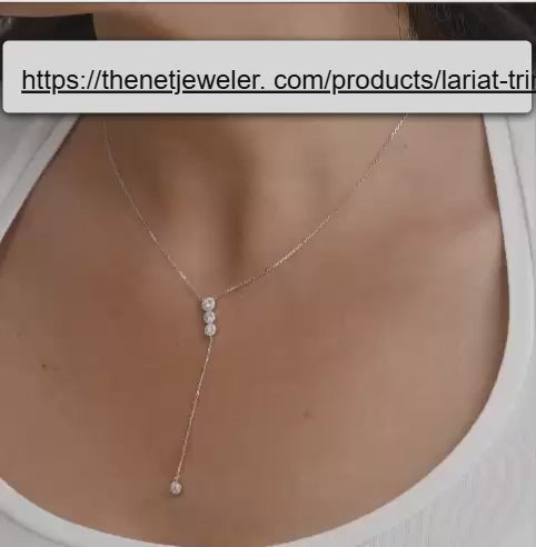 Lariat Trinity Diamond Necklace -THENETJEWELER