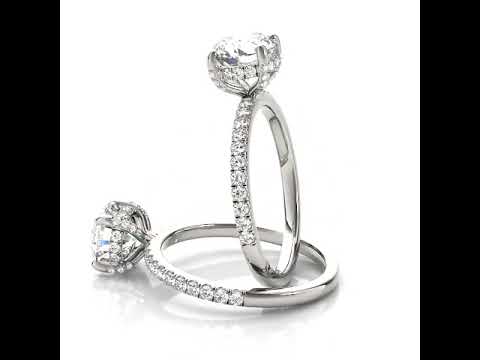 Hidden Halo Diamond Engagement Ring with Side Stones-Thenetjeweler