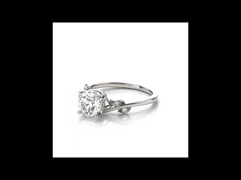 Diamond Floral Engagement Ring 14k White Gold - Thenetjeweler