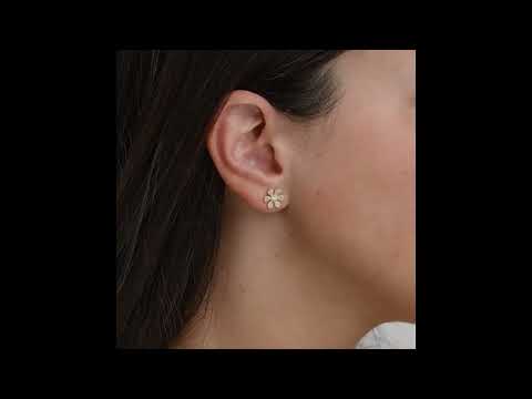14K Flower Diamond Stud Earrings | Thenetjeweler